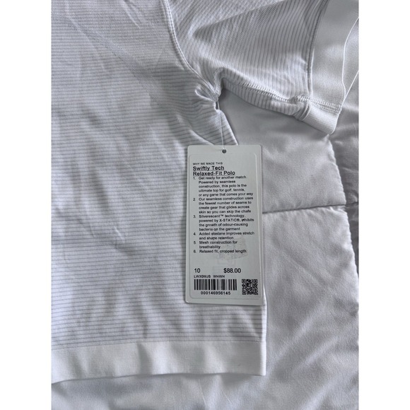 New Lululemon Womens White Swiftly Tech Relaxed Fit Striped Crop Polo Shirt 10 - Picture 3 of 10
